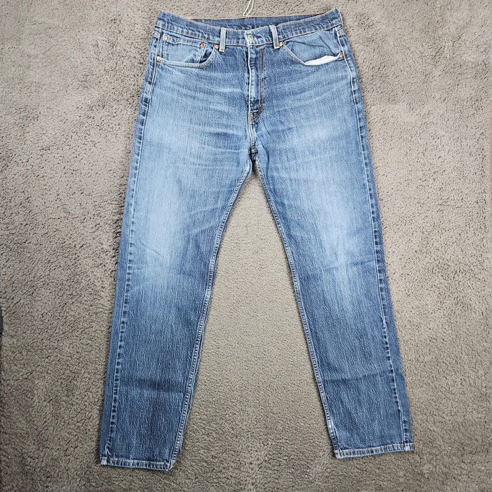 Levis 505 Relaxed Fit Mens Jeans 36x34 Medium Wash Blue Stretch